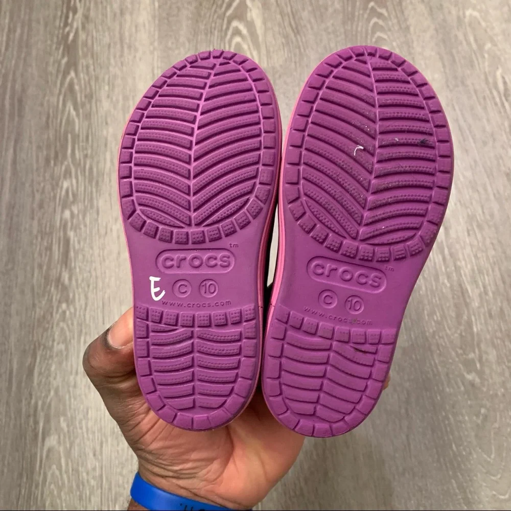 Crocs Bump It Slip On Purple/Pink Water Shoes w/ Jibbitz Toddler Girls Size 10C